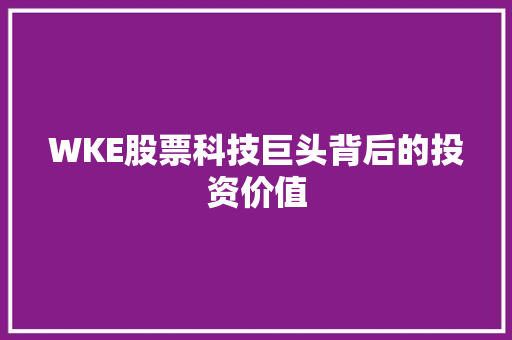 WKE股票科技巨头背后的投资价值