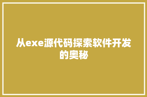 从exe源代码探索软件开发的奥秘