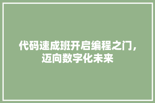 代码速成班开启编程之门，迈向数字化未来