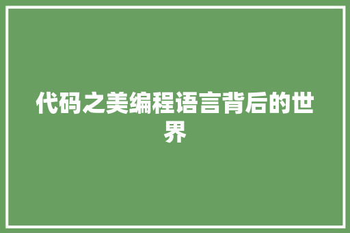 代码之美编程语言背后的世界