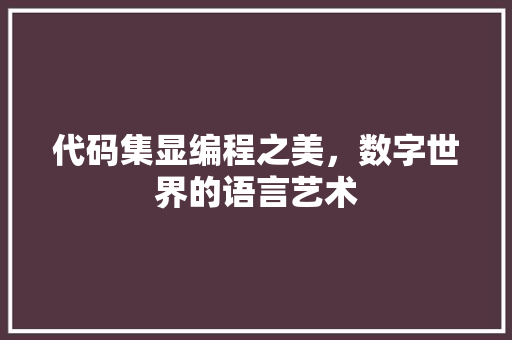 代码集显编程之美，数字世界的语言艺术  第1张
