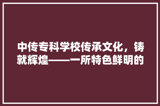 中传专科学校传承文化，铸就辉煌——一所特色鲜明的专科学校发展之路