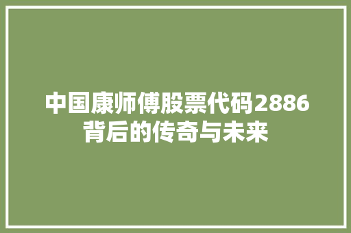 中国康师傅股票代码2886背后的传奇与未来
