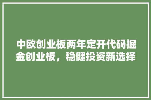 中欧创业板两年定开代码掘金创业板，稳健投资新选择