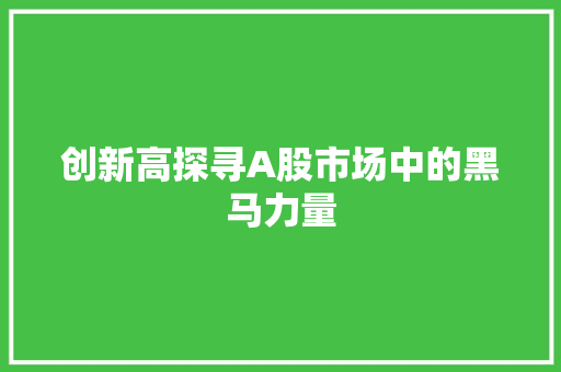 创新高探寻A股市场中的黑马力量
