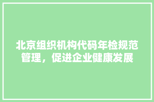 北京组织机构代码年检规范管理，促进企业健康发展