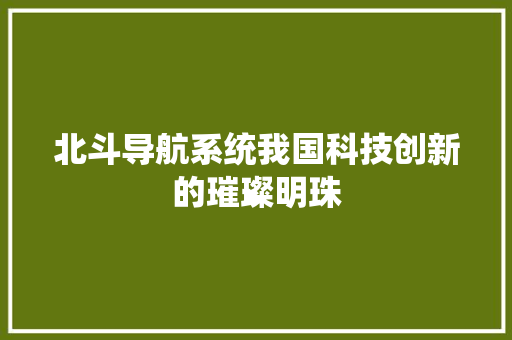 北斗导航系统我国科技创新的璀璨明珠