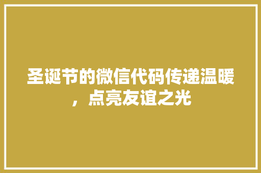 圣诞节的微信代码传递温暖，点亮友谊之光
