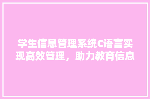 学生信息管理系统C语言实现高效管理，助力教育信息化