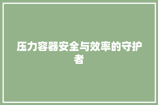 压力容器安全与效率的守护者