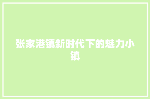 张家港镇新时代下的魅力小镇