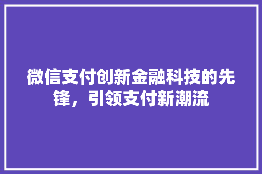微信支付创新金融科技的先锋，引领支付新潮流