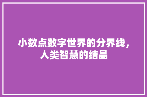 小数点数字世界的分界线，人类智慧的结晶