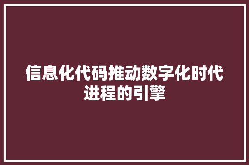 信息化代码推动数字化时代进程的引擎
