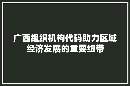 广西组织机构代码助力区域经济发展的重要纽带
