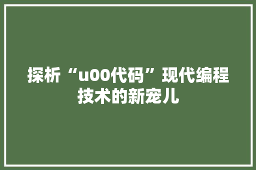 探析“u00代码”现代编程技术的新宠儿