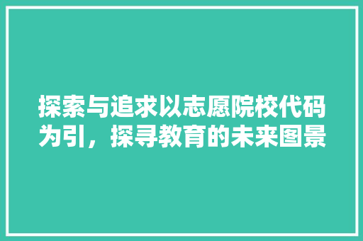 探索与追求以志愿院校代码为引，探寻教育的未来图景