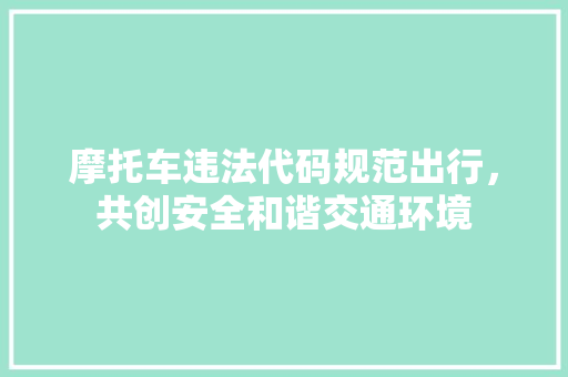 摩托车违法代码规范出行，共创安全和谐交通环境