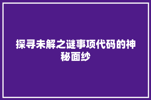 探寻未解之谜事项代码的神秘面纱