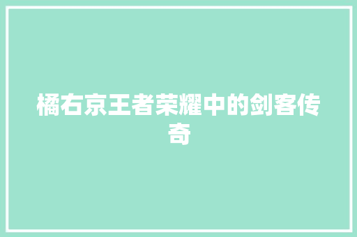 橘右京王者荣耀中的剑客传奇