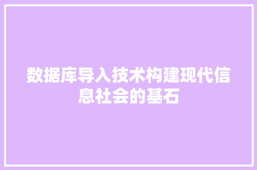 数据库导入技术构建现代信息社会的基石