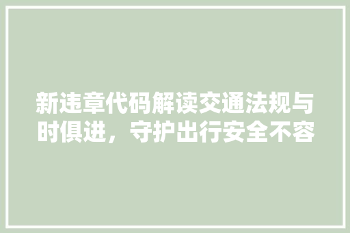 新违章代码解读交通法规与时俱进，守护出行安全不容忽视