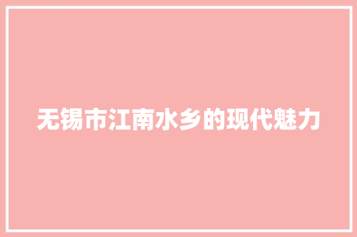 无锡市江南水乡的现代魅力