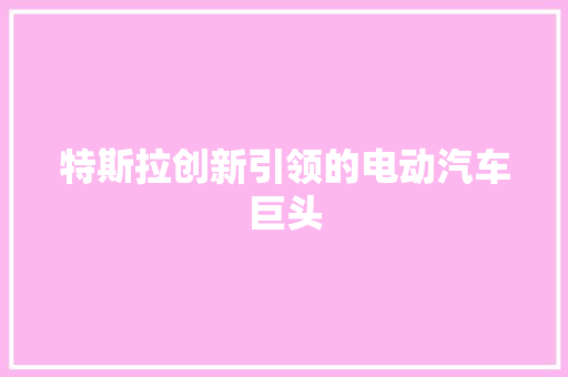 特斯拉创新引领的电动汽车巨头