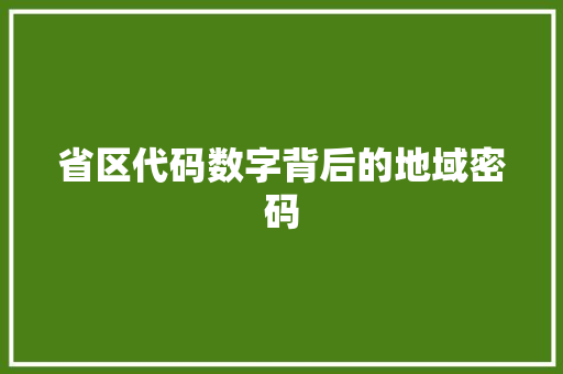 省区代码数字背后的地域密码