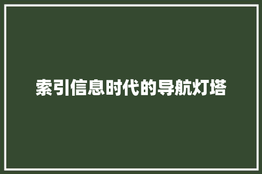 索引信息时代的导航灯塔