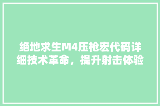 绝地求生M4压枪宏代码详细技术革命，提升射击体验