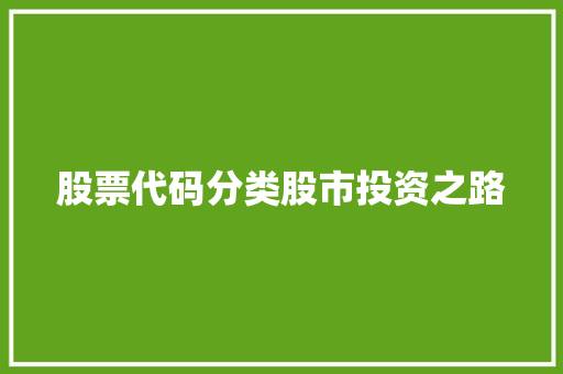 股票代码分类股市投资之路
