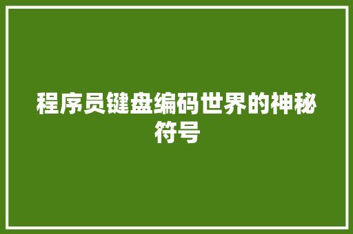 程序员键盘编码世界的神秘符号