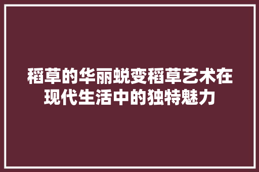 稻草的华丽蜕变稻草艺术在现代生活中的独特魅力