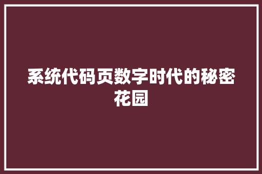 系统代码页数字时代的秘密花园
