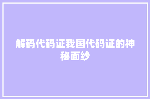 解码代码证我国代码证的神秘面纱