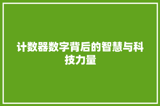 计数器数字背后的智慧与科技力量