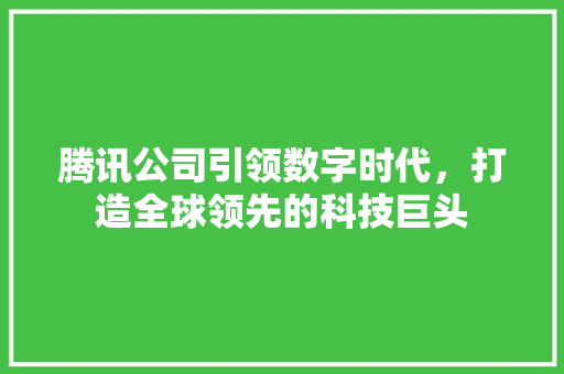 腾讯公司引领数字时代，打造全球领先的科技巨头