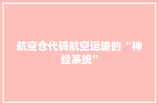 航空仓代码航空运输的“神经系统”