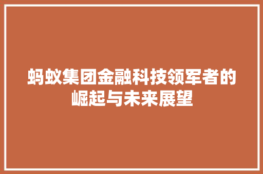 蚂蚁集团金融科技领军者的崛起与未来展望