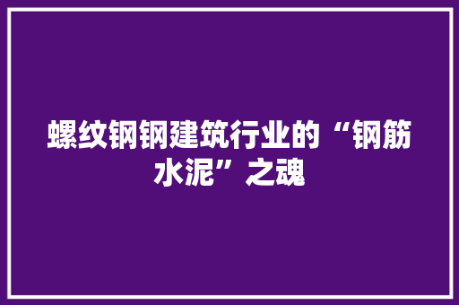 螺纹钢钢建筑行业的“钢筋水泥”之魂