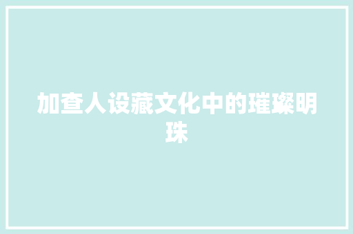 加查人设藏文化中的璀璨明珠