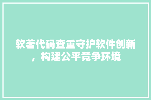 软著代码查重守护软件创新，构建公平竞争环境