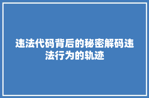 违法代码背后的秘密解码违法行为的轨迹  第1张