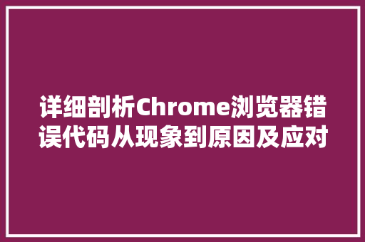 详细剖析Chrome浏览器错误代码从现象到原因及应对步骤