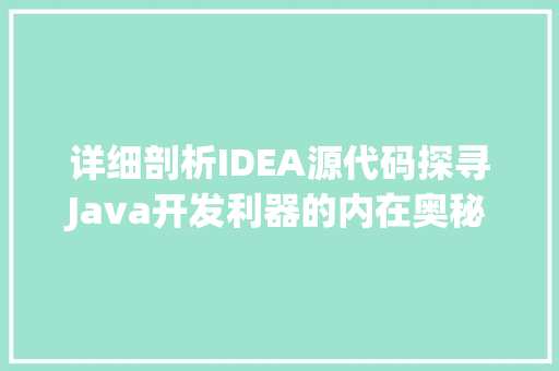详细剖析IDEA源代码探寻Java开发利器的内在奥秘