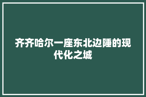 齐齐哈尔一座东北边陲的现代化之城  第1张