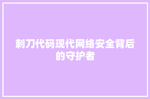 刺刀代码现代网络安全背后的守护者