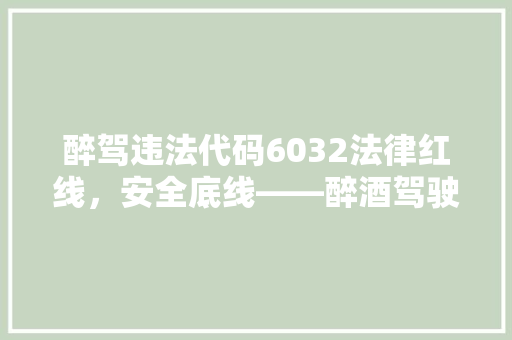 醉驾违法代码6032法律红线，安全底线——醉酒驾驶的严重后果及预防措施