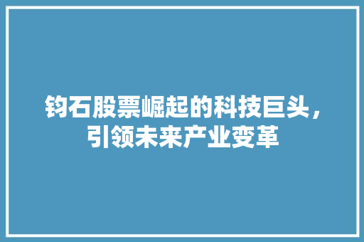 钧石股票崛起的科技巨头，引领未来产业变革